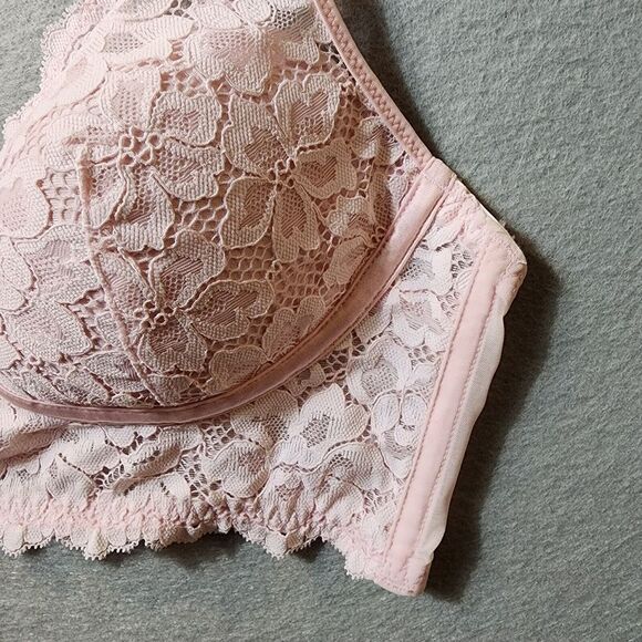 Maidenform Longline Bra Size 36B Soft Cup Bralette Lace Pink - Picture 2 of 9